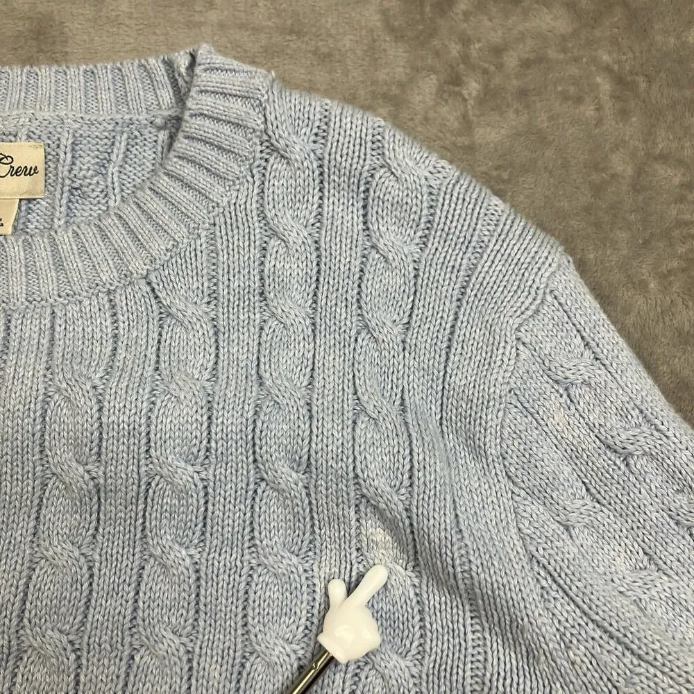 J Crew Cableknit Sweater Mens S Blue Crewneck Cotton Coastal Preppy